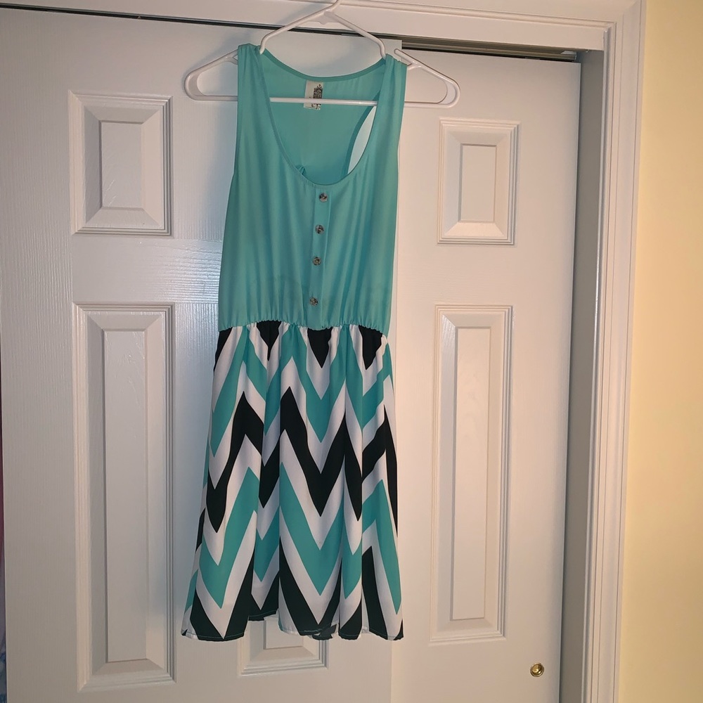 teal and black dress